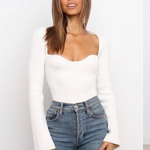New Petal and Pup Aquerelle Knit Sweater white